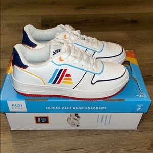 Aldi Gear Ladies Sneakers - White with Multicolor Accents